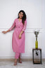 Pink Embroidered Cotton Kurta Set