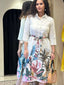 WHITE PALM TREE COTTON SHIRT DRESS