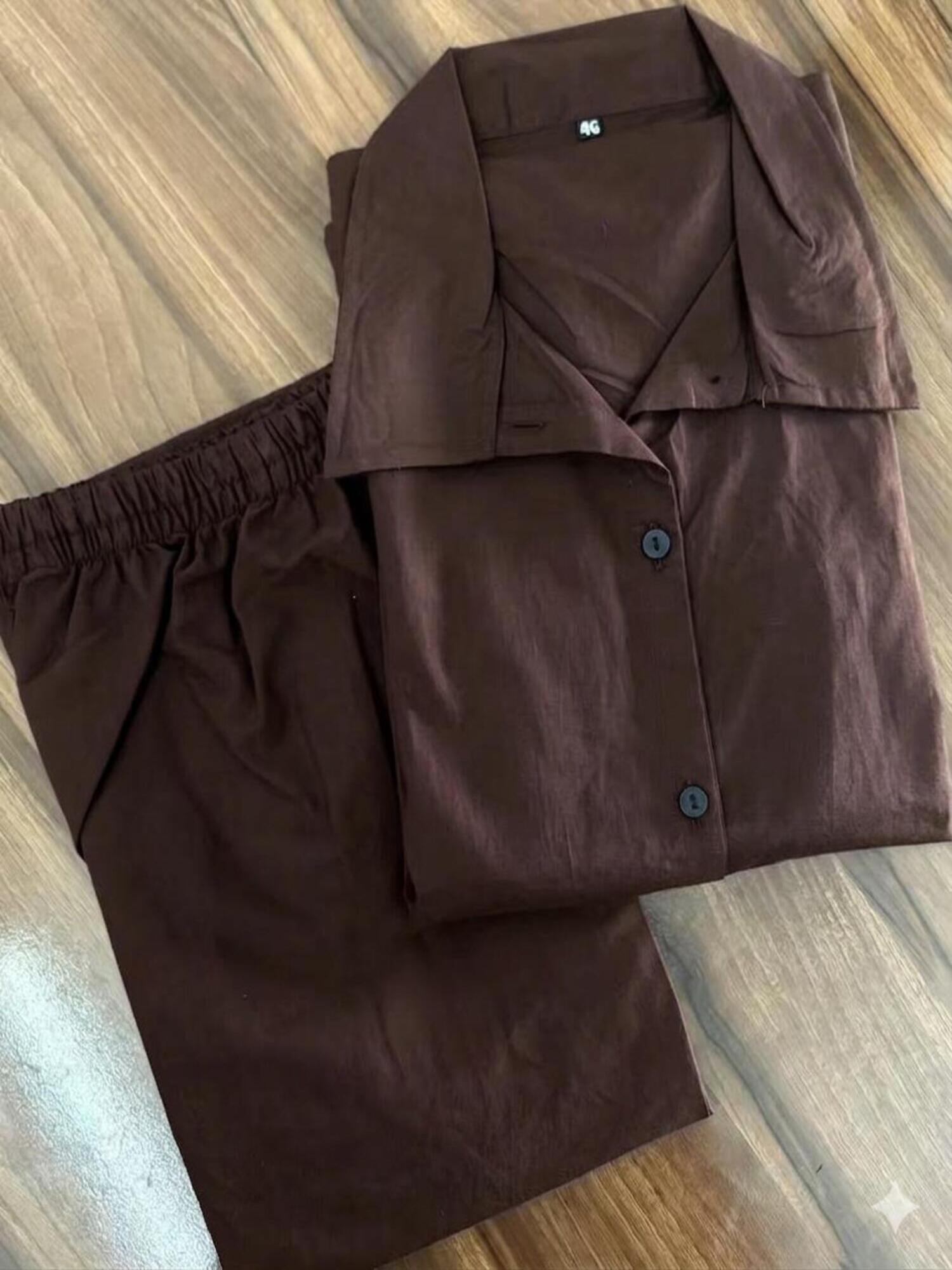 Taraash Brown Chic Cotton Co-ord Set