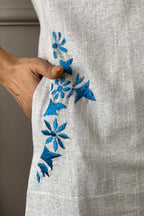 Gray South Cotton Embroidered Kurta Set