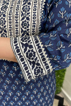 Blue Cotton Hand Block Printed Suit Set