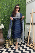 Blue Cotton Hand Block Printed Suit Set