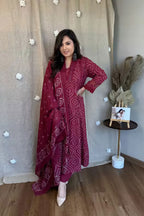 Maroon Embroidered Cotton Suit Set