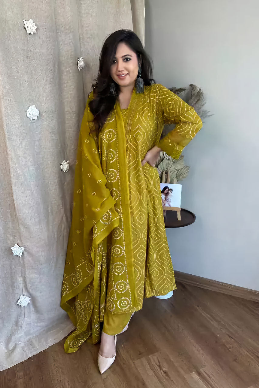 Yellow Embroidered Cotton Suit Set
