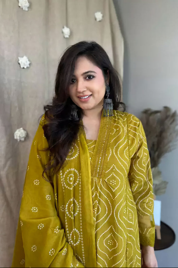 Yellow Embroidered Cotton Suit Set