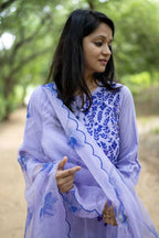 Lavender Embroidered Cotton Suit Set