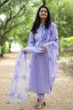 Lavender Embroidered Cotton Suit Set