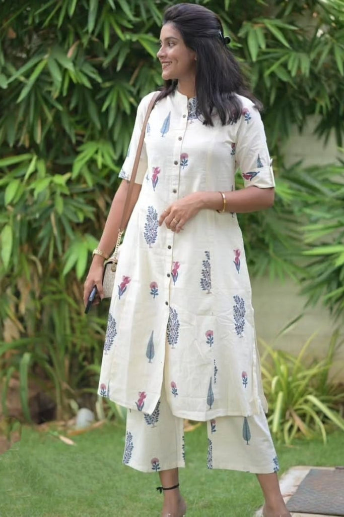 White Printed Cotton Co-ord Set