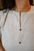 Light Gray Khadi Cotton Embroidered Dress