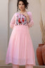 Pink Embroidered Cotton Kurta Set