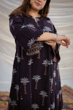 Purple Printed Cotton Kurta Set