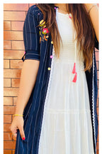 White Rayon Dress with Shrug