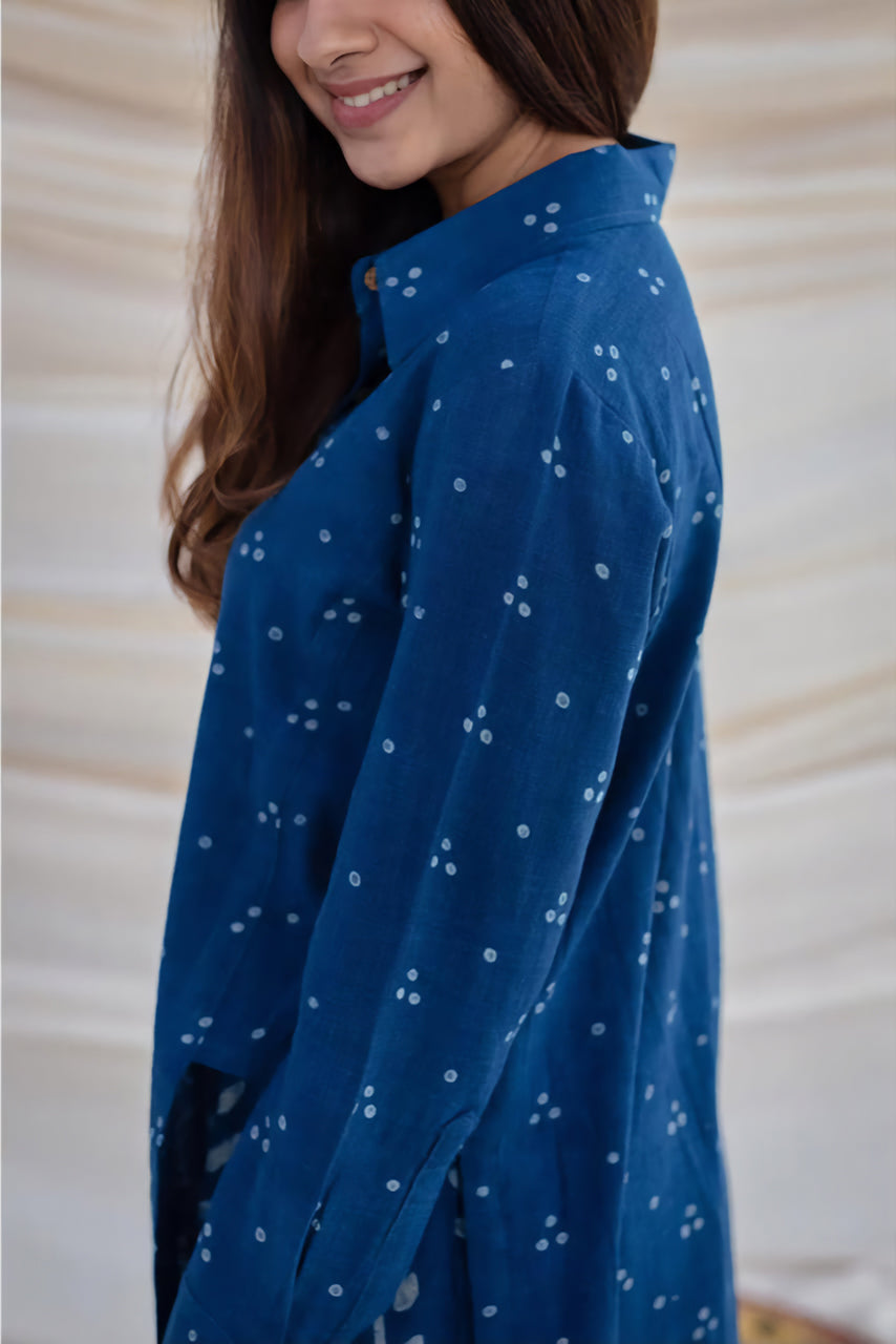 Blue Hand Block Dabu Printed Cotton Kurta Set