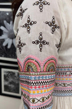 White Cotton Embroidered Kurta Set