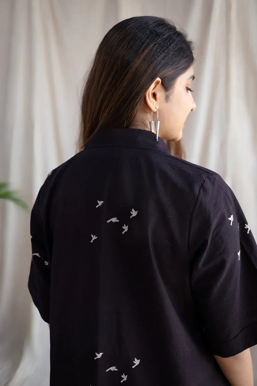 Black Cotton Printed Dress