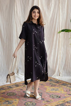 Black Cotton Printed Dress
