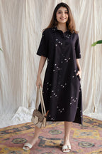 Black Cotton Printed Dress