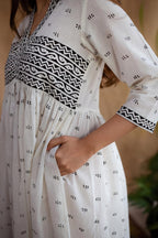 Off White Printed Cotton Dress