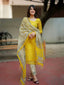 Taraash Sunehra Yellow Floral Printed Kota Doriya Cotton Suit Set