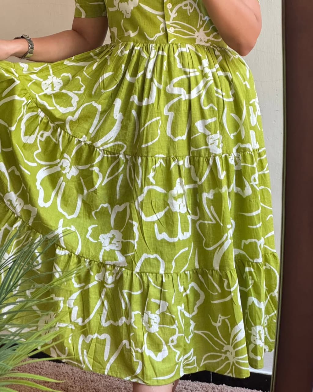 Green Floral Printed Cotton Dress Secondary image