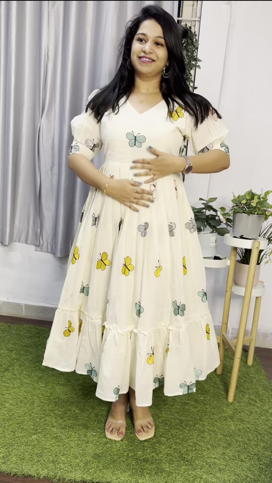White Butterfly Embroidered Ruffle Cotton Maxi Dress – Taraash By Briha