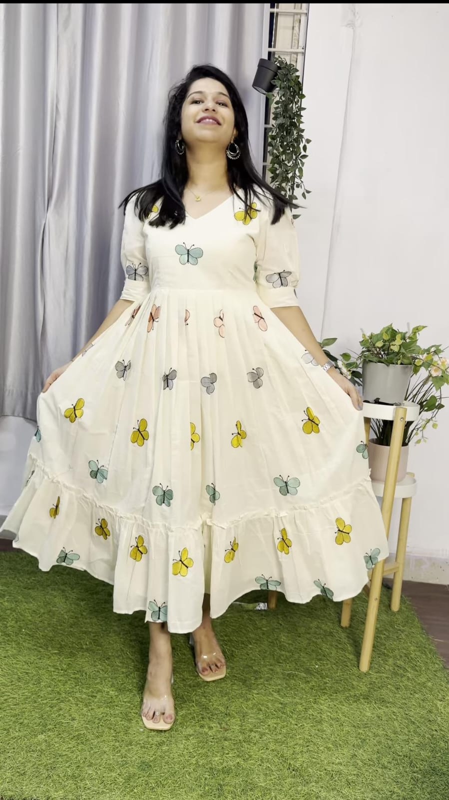 green emerald velvet dress Puebla Denim Embroidered Mexican Dress