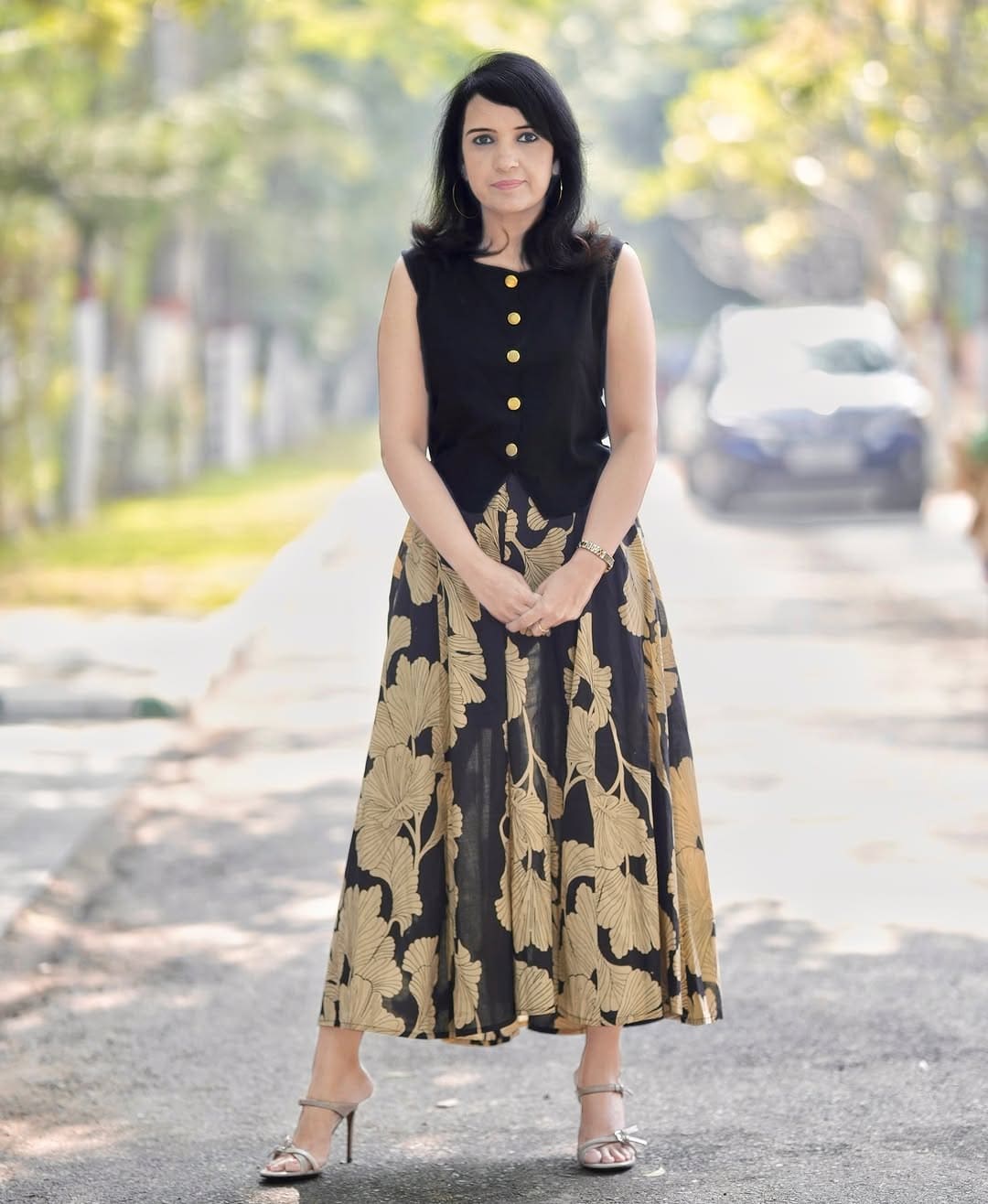 Taraash Black & Beige Floral Printed Cotton Co-ord Set Secondary image