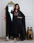 Taraash Black Gotta Work Embroidered Cotton Suit Set