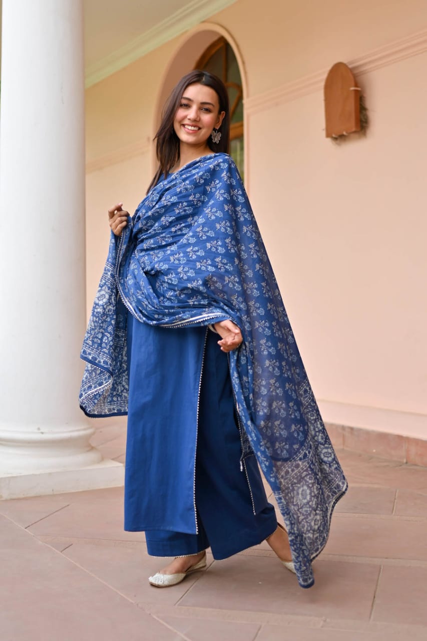 Blue Gotta Work Cotton Suit Set