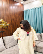 Taraash Ivory Floral Embroidered Cotton Kurta Set