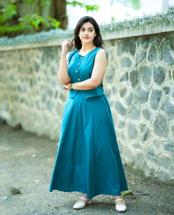 Taraash Ocean Blue Cotton Co-ord Set