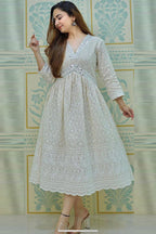 White Chikankari Cotton Dress
