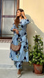 Blue Striped Floral Printed Cotton Co-ord Set