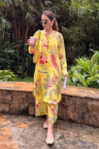Yellow Printed Muslin Co-ord Set