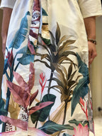WHITE PALM TREE COTTON SHIRT DRESS