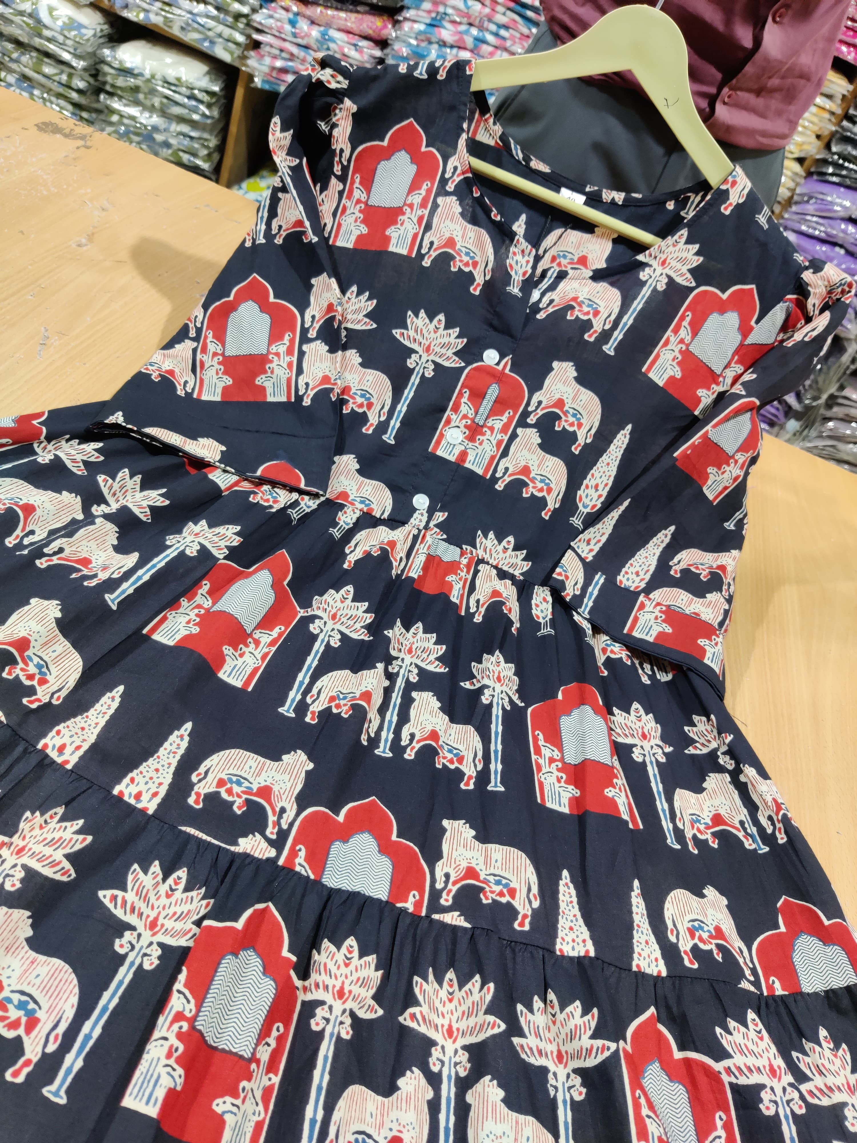 Black Cow Floral Printed Cotton Dress Secondary image